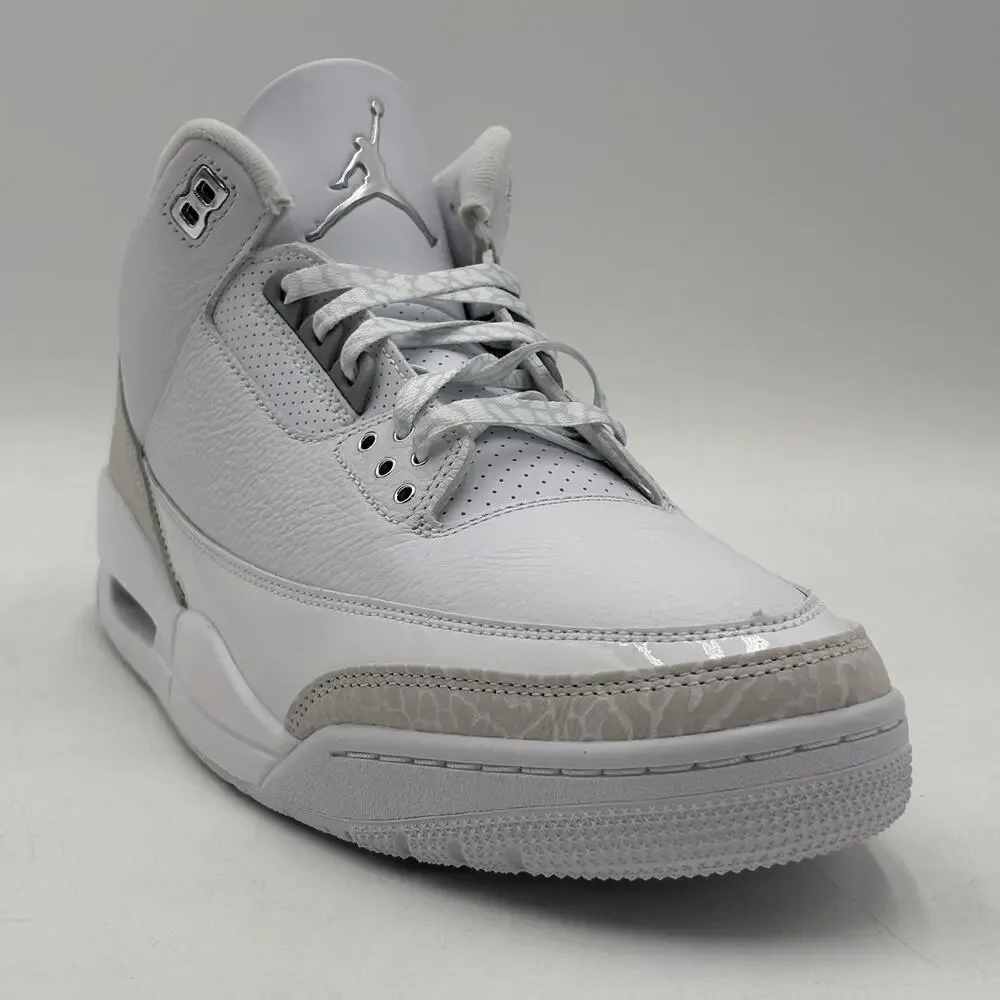 Nike Air Jordan 3 Retro White Silver Sneakers CT8532 111 Men Size 12 NEW